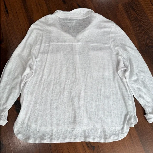 Tahari Women's White 100% Linen Button Down Collared Shirt Sz XL - Picture 6 of 6